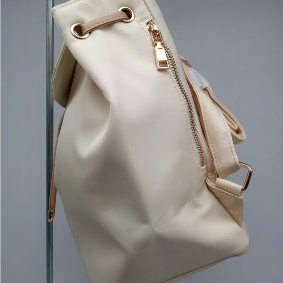 LouLu Ivory Nylon Drawstring Backpack Handbag Purse - Picture 5 of 7